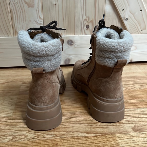 Marc Fisher Aboli Brown Suede Faux Fur Combat Ankle Boots Women’s Size 9.5 - Picture 5 of 16